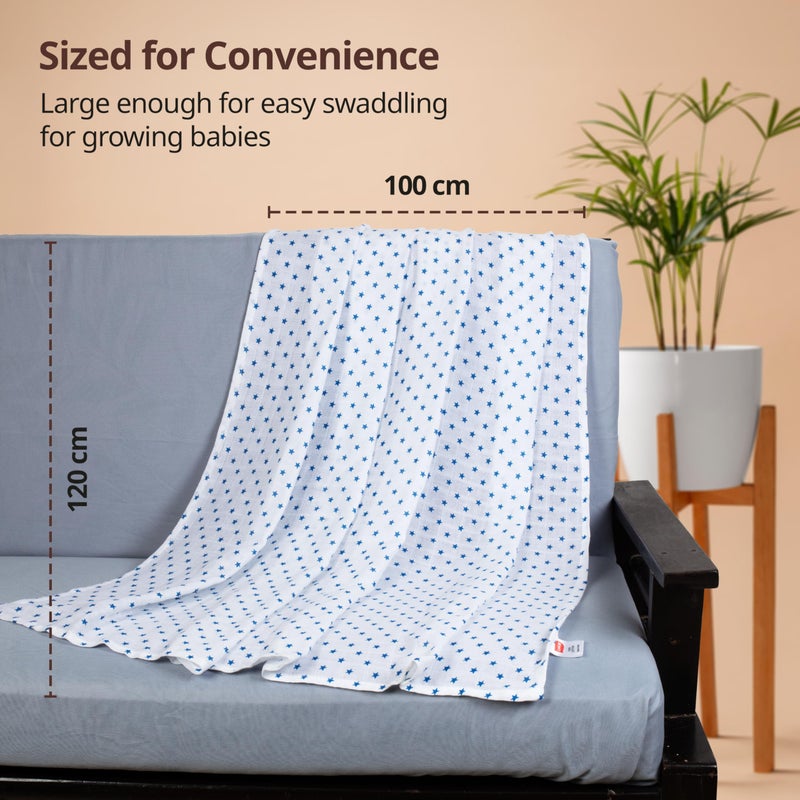 Luv Lap 100% Cotton Muslin Baby Swaddles - Stars Print 0+ Month - Image 5